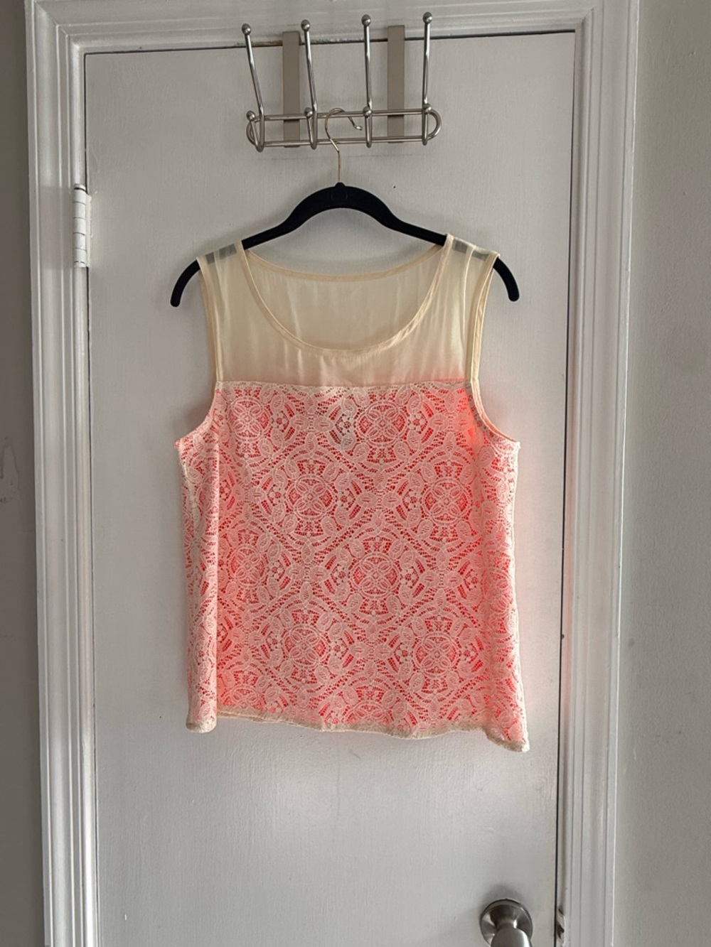 Marc by Marc Jacobs Coral Lace Overlay Camisole with Cream Mesh Yoke Size S - Picture 3 of 7